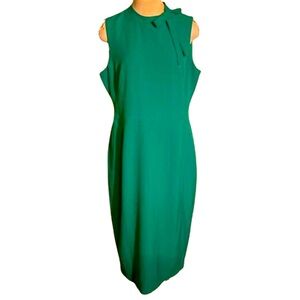 Maggy London Jewel Green Sleeveless Midi Dress with Neck Tie